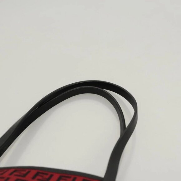 FENDI Zucchino Canvas Hand Bag Red Silver - Picture 8 of 15